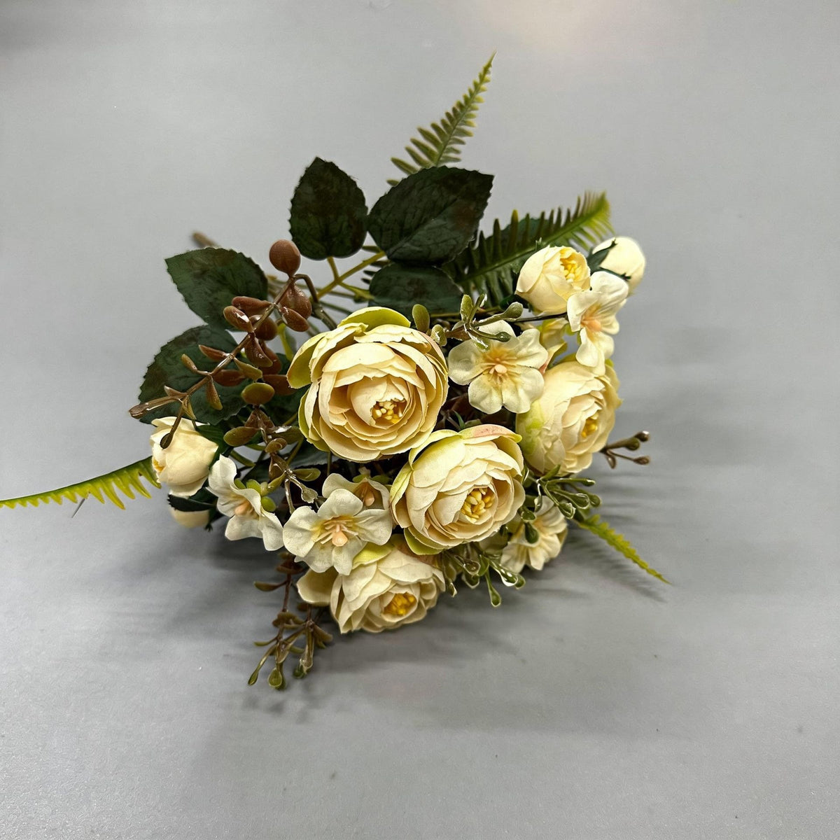 Artificial Silk Camellia Flower Bush, 12" Tall, 16 Blooms, Realistic Home Decor, Wedding Arrangements, Vase Filler