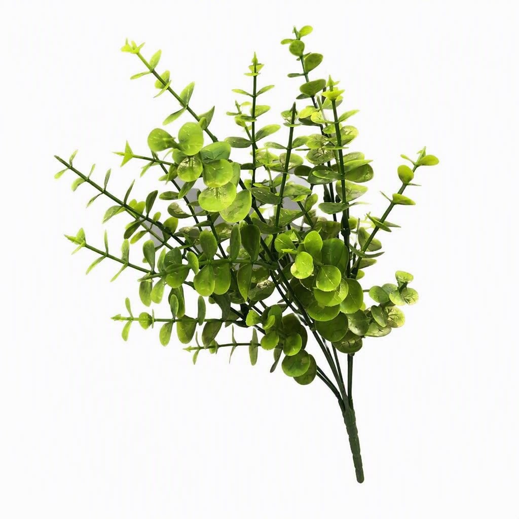 Artificial Eucalyptus Bush, 12" Tall, Plastic PE/PVC, Realistic Greenery for Home, Office, and Commercial Decor