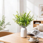Artificial Eucalyptus Bush, 12" Tall, Plastic PE/PVC, Realistic Greenery for Home, Office, and Commercial Decor