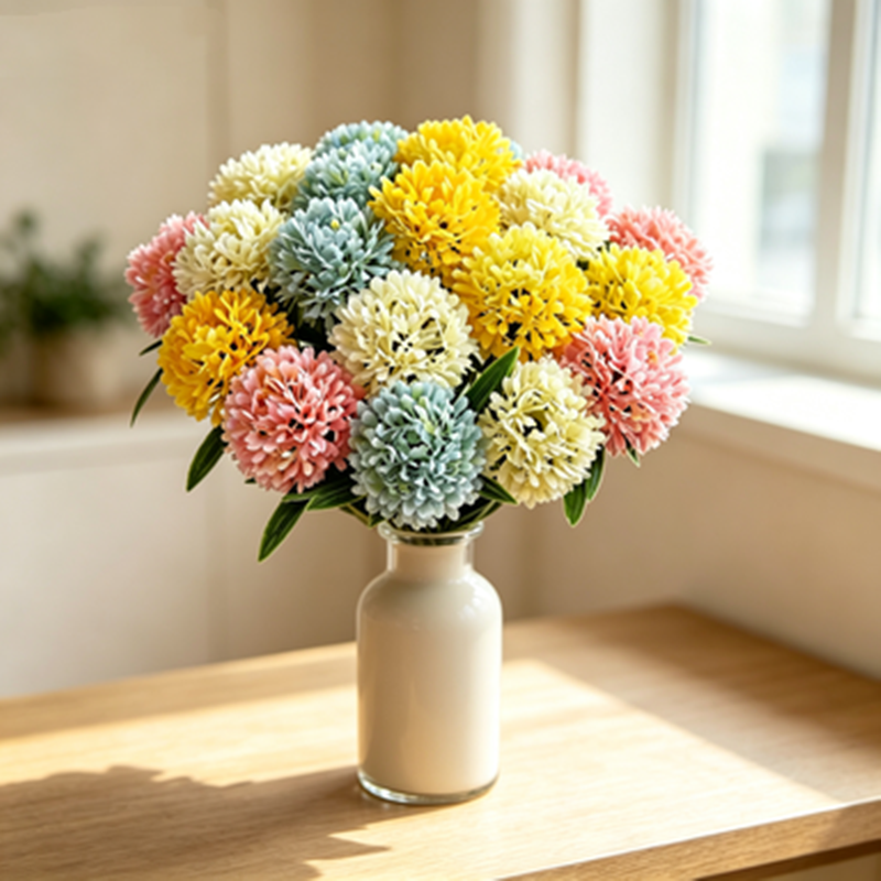 Artificial Hydrangea Dandelion Stems, 10" Tall, Set of 10, Perfect for Wedding Decor & Home Styling