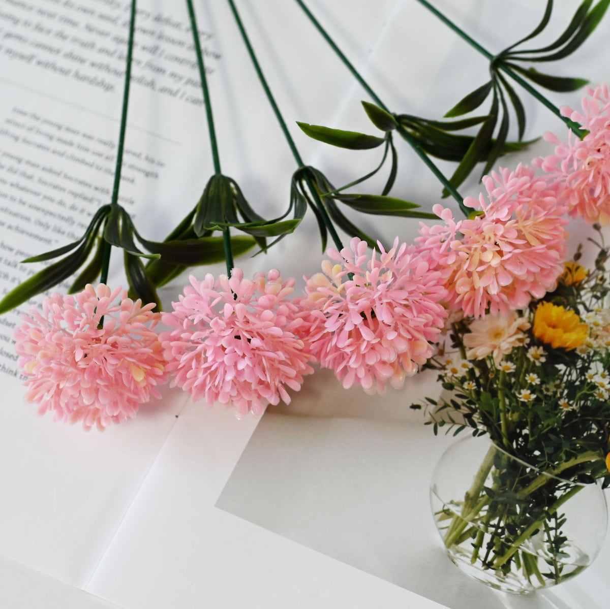 Artificial Hydrangea Dandelion Stems, 10" Tall, Set of 10, Perfect for Wedding Decor & Home Styling