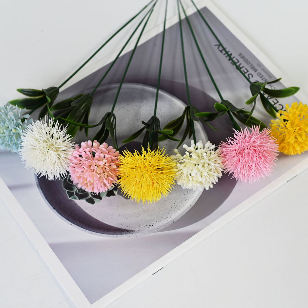 Artificial Hydrangea Dandelion Stems, 10" Tall, Set of 10, Perfect for Wedding Decor & Home Styling