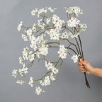 Artificial Silk Pear Blossom Branch, 30" Tall Floral Decor for Home, Hotel & Window Display, Realistic Single Stem with Bendable Wire, Pink or White
