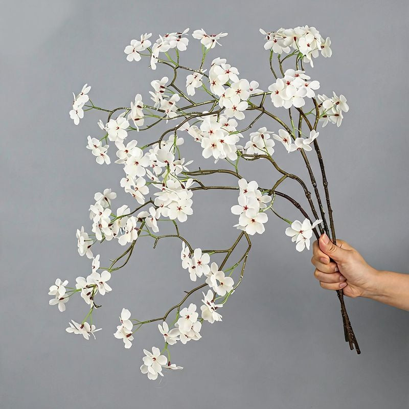 Artificial Silk Pear Blossom Branch, 30" Tall Floral Decor for Home, Hotel & Window Display, Realistic Single Stem with Bendable Wire, Pink or White