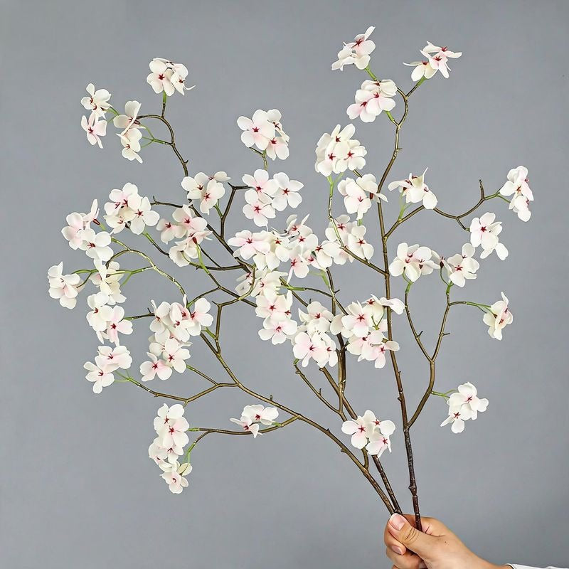 Artificial Silk Pear Blossom Branch, 30" Tall Floral Decor for Home, Hotel & Window Display, Realistic Single Stem with Bendable Wire, Pink or White