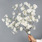 Artificial Silk Pear Blossom Branch, 30" Tall Floral Decor for Home, Hotel & Window Display, Realistic Single Stem with Bendable Wire, Pink or White
