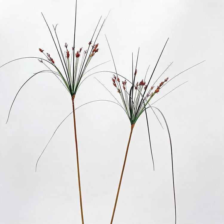 Artificial Umbrella Grass Stems, Set of 2, 53" Tall, PE/PVC Material, Modern Style, Indoor Decor for Office, Hotel, or Display