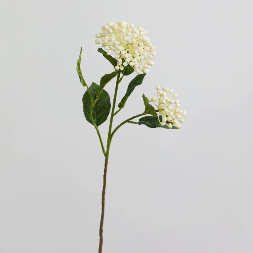 Artificial Hydrangea Stem, Single Stem with 2 Blooms, 21" Tall, Silk Fabric Flowers for Home Decor, Hotel Display, Window Arrangement