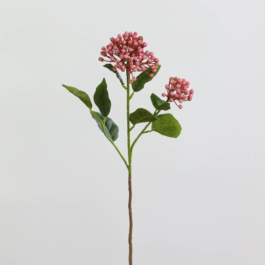 Artificial Hydrangea Stem, Single Stem with 2 Blooms, 21" Tall, Silk Fabric Flowers for Home Decor, Hotel Display, Window Arrangement