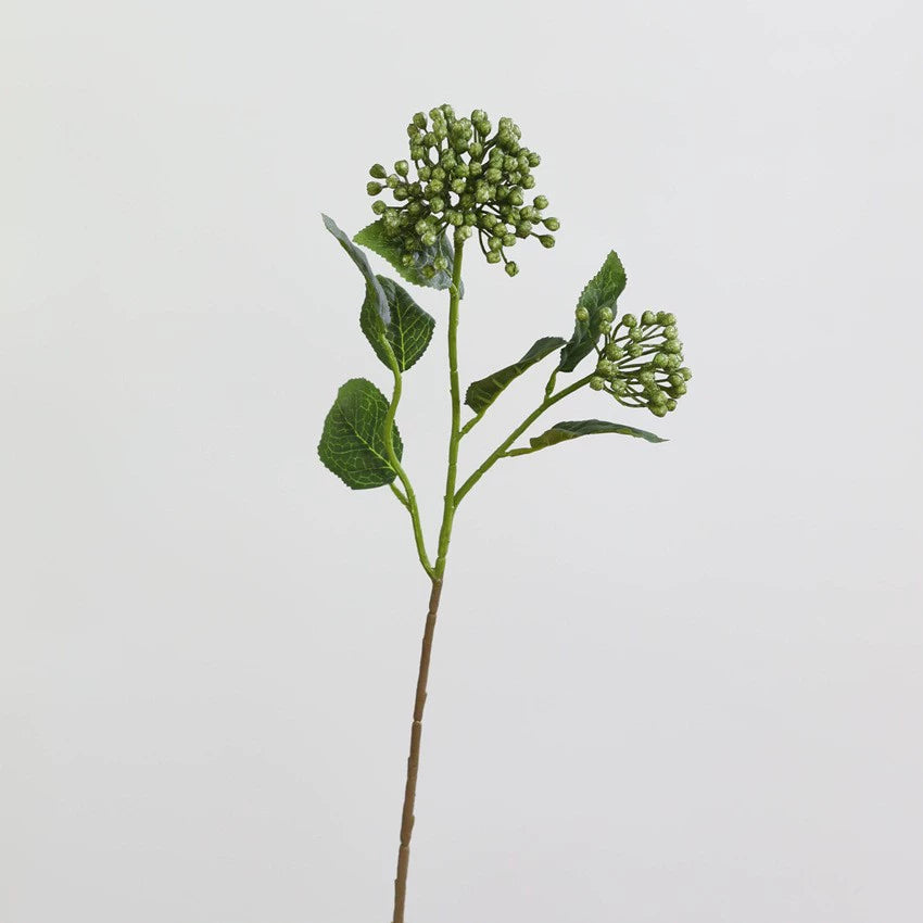 Artificial Hydrangea Stem, Single Stem with 2 Blooms, 21" Tall, Silk Fabric Flowers for Home Decor, Hotel Display, Window Arrangement