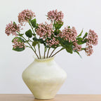 Artificial Hydrangea Stem, Single Stem with 2 Blooms, 21" Tall, Silk Fabric Flowers for Home Decor, Hotel Display, Window Arrangement