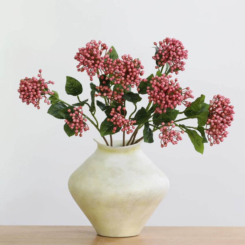 Artificial Hydrangea Stem, Single Stem with 2 Blooms, 21" Tall, Silk Fabric Flowers for Home Decor, Hotel Display, Window Arrangement