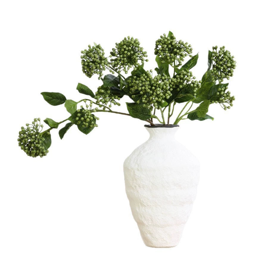 Artificial Hydrangea Stem, Single Stem with 2 Blooms, 21" Tall, Silk Fabric Flowers for Home Decor, Hotel Display, Window Arrangement