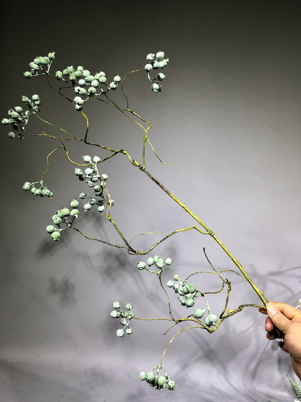 Artificial Mulberry Berries, Single Stem, 31" Tall, White and Green, Perfect for Home Decor, Floral Arrangements, and Event Styling