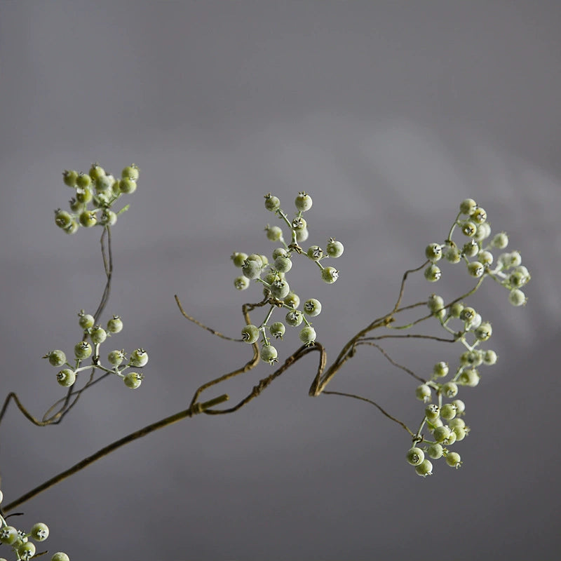 Artificial Mulberry Berries, Single Stem, 31" Tall, White and Green, Perfect for Home Decor, Floral Arrangements, and Event Styling