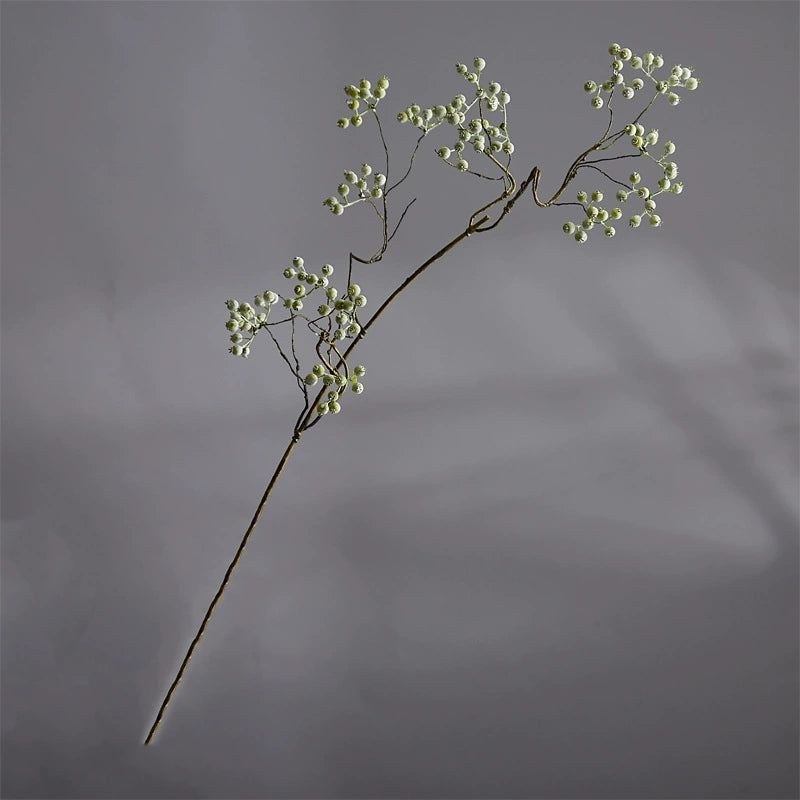 Artificial Mulberry Berries, Single Stem, 31" Tall, White and Green, Perfect for Home Decor, Floral Arrangements, and Event Styling