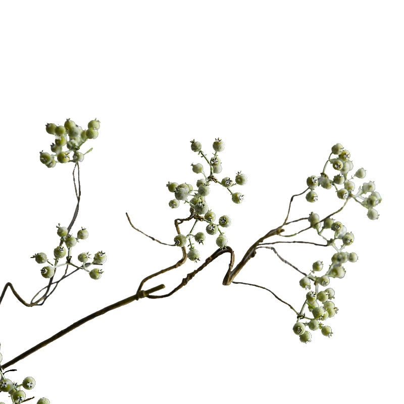 Artificial Mulberry Berries, Single Stem, 31" Tall, White and Green, Perfect for Home Decor, Floral Arrangements, and Event Styling