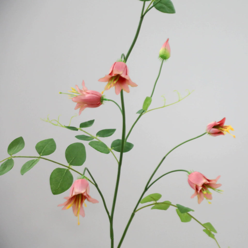 Artificial Clematis Bell Flowers, Single Stem with 8 Blooms, 41" Tall Silk Floral Arrangement for Home, Hotel & Wedding Decor