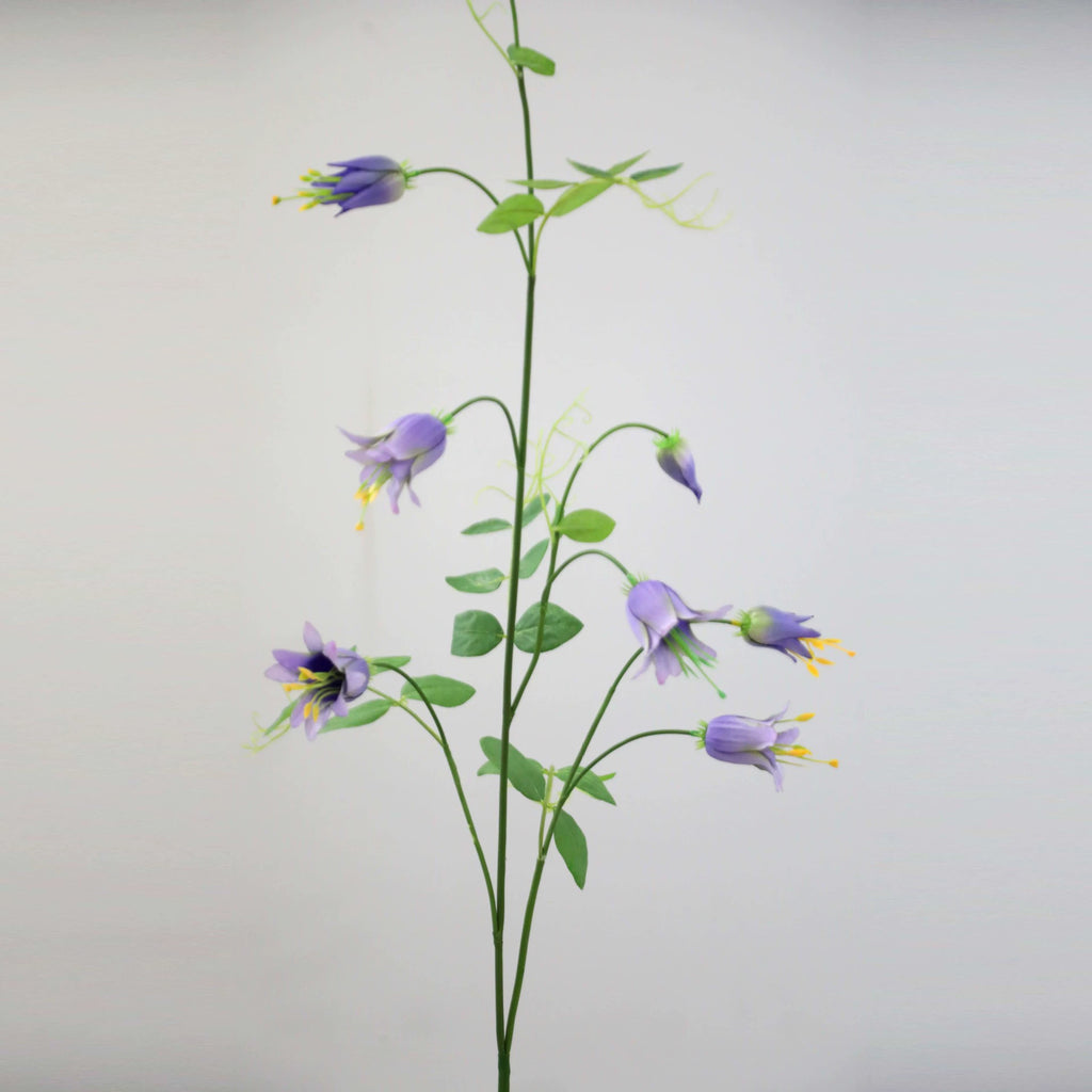 Artificial Clematis Bell Flowers, Single Stem with 8 Blooms, 41" Tall Silk Floral Arrangement for Home, Hotel & Wedding Decor