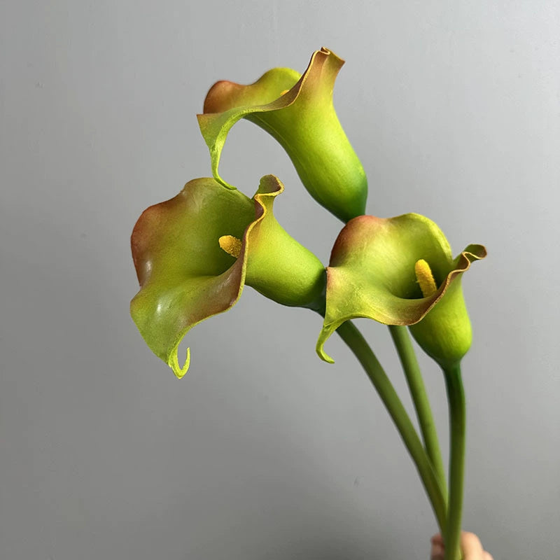 Artificial Calla Lily Single Stem, PU Material, 27" Tall, White/Black/Green/Orange, Elegant Floral Decor for Weddings, Hotels, Home Styling