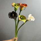Artificial Calla Lily Single Stem, PU Material, 27" Tall, White/Black/Green/Orange, Elegant Floral Decor for Weddings, Hotels, Home Styling