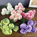 Artificial Chrysanthemum Bush, 9 Blooms Silk Floral Arrangement, 16" Tall Home & Window Display Decor