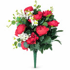 Artificial Peony Bush, 24 Blooms, 22" Tall, Wedding Decoration, Mixed Material, Bush Style, No Vase Included