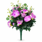 Artificial Peony Bush, 24 Blooms, 22" Tall, Wedding Decoration, Mixed Material, Bush Style, No Vase Included