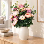 Artificial Peony Bush, 24 Blooms, 22" Tall, Wedding Decoration, Mixed Material, Bush Style, No Vase Included