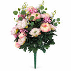 Artificial Peony Bush, 24 Blooms, 22" Tall, Wedding Decoration, Mixed Material, Bush Style, No Vase Included