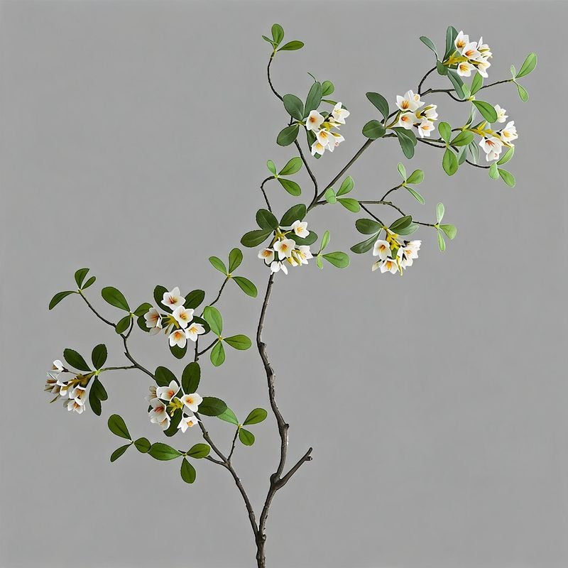 Artificial Island Flower Stem, 45" Tall, Silk Material, Single Stem with 9 Blooms, Light Luxury Style for Home, Hotel, Wedding Decor