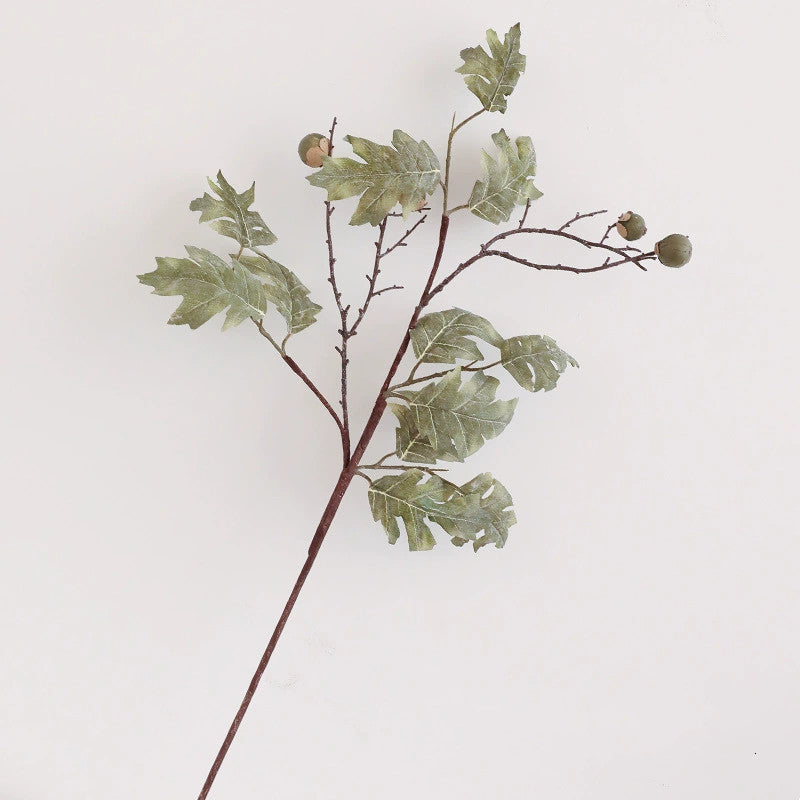 Artificial Maple Branch with Berries, 34" Single Stem Silk Fall Decor, Indoor Home or Commercial Display