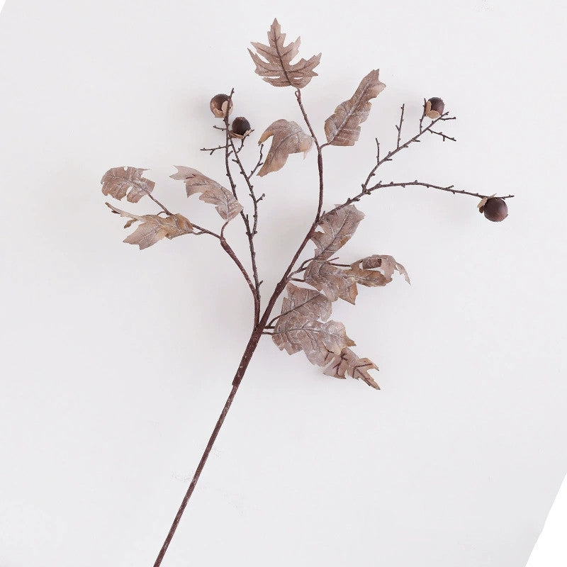 Artificial Maple Branch with Berries, 34" Single Stem Silk Fall Decor, Indoor Home or Commercial Display
