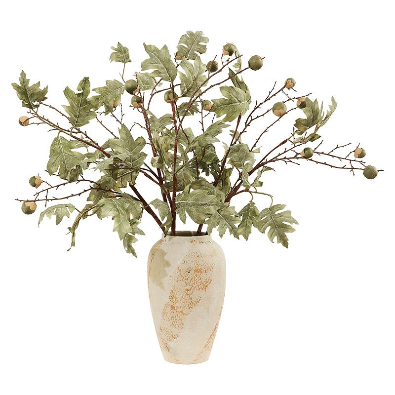 Artificial Maple Branch with Berries, 34" Single Stem Silk Fall Decor, Indoor Home or Commercial Display