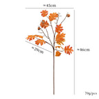 Artificial Maple Branch with Berries, 34" Single Stem Silk Fall Decor, Indoor Home or Commercial Display