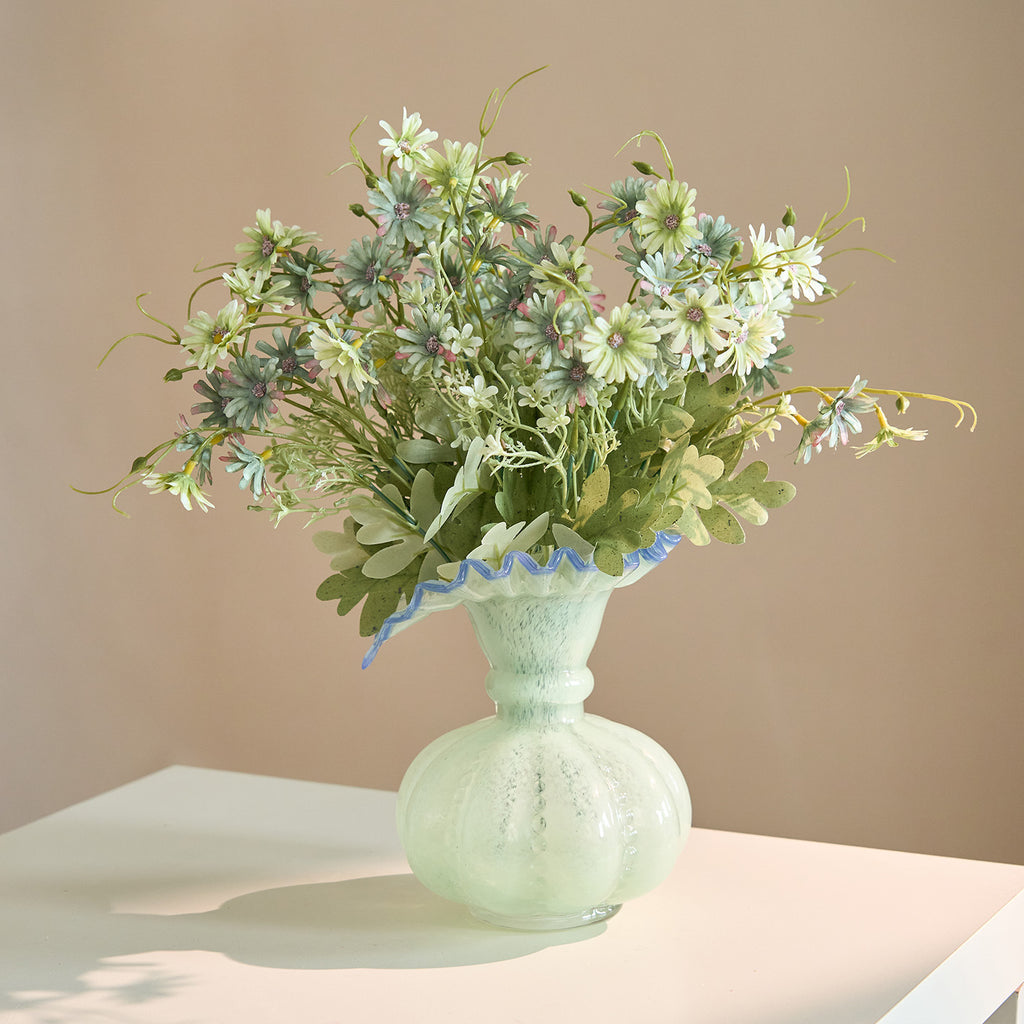 Artificial Dutch Daisy Bush, 15" Tall, Realistic Faux Flowers for Home Decor, Bouquets, and Event Styling