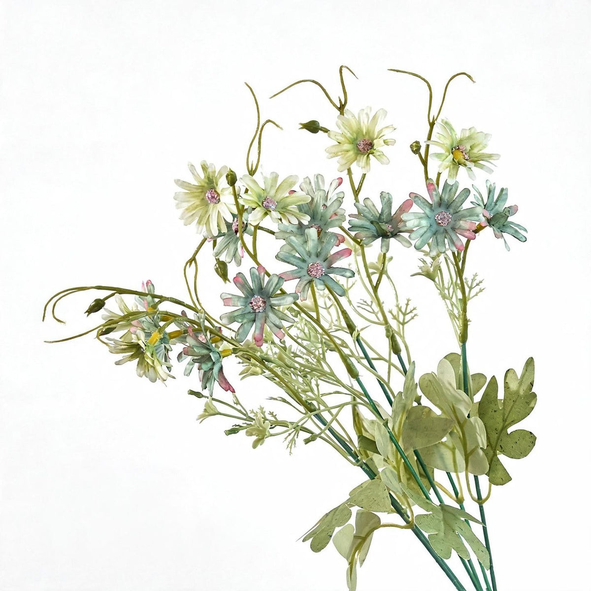 Artificial Dutch Daisy Bush, 15" Tall, Realistic Faux Flowers for Home Decor, Bouquets, and Event Styling