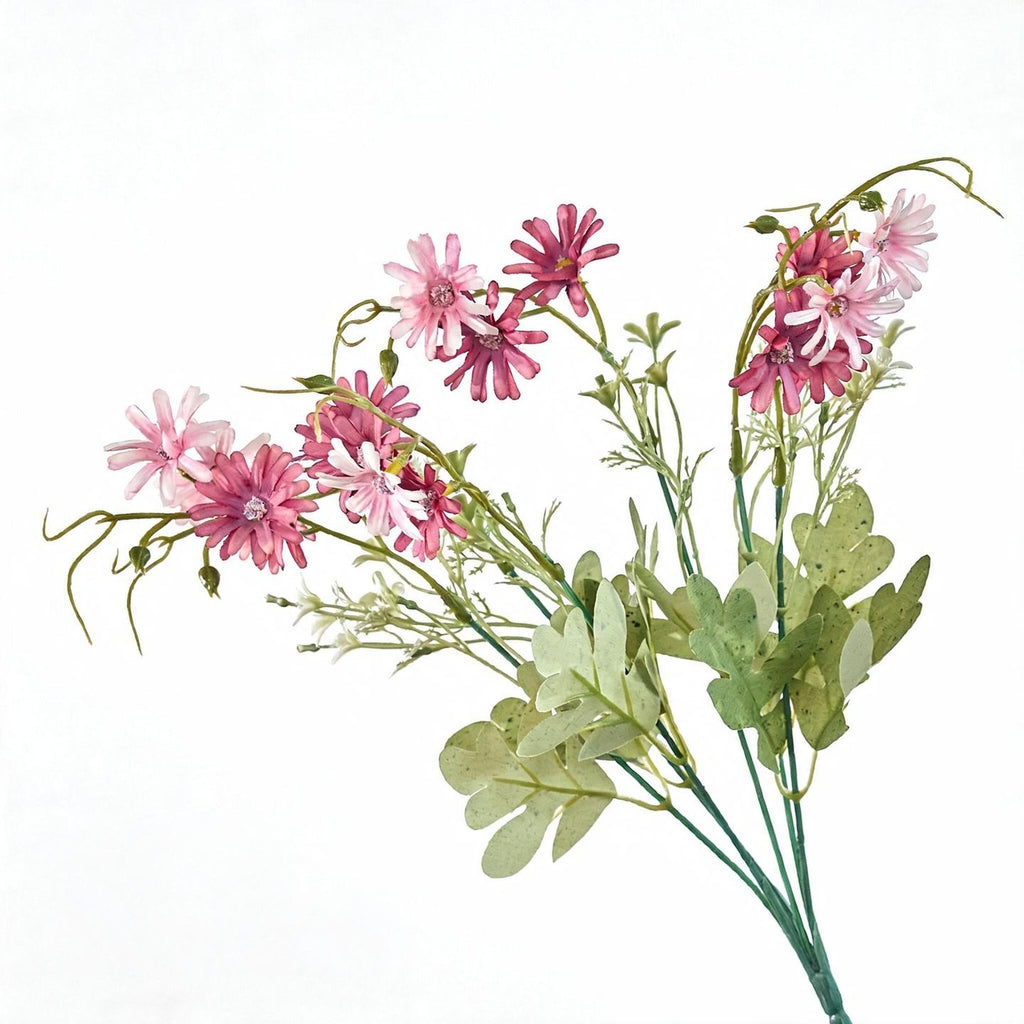 Artificial Dutch Daisy Bush, 15" Tall, Realistic Faux Flowers for Home Decor, Bouquets, and Event Styling