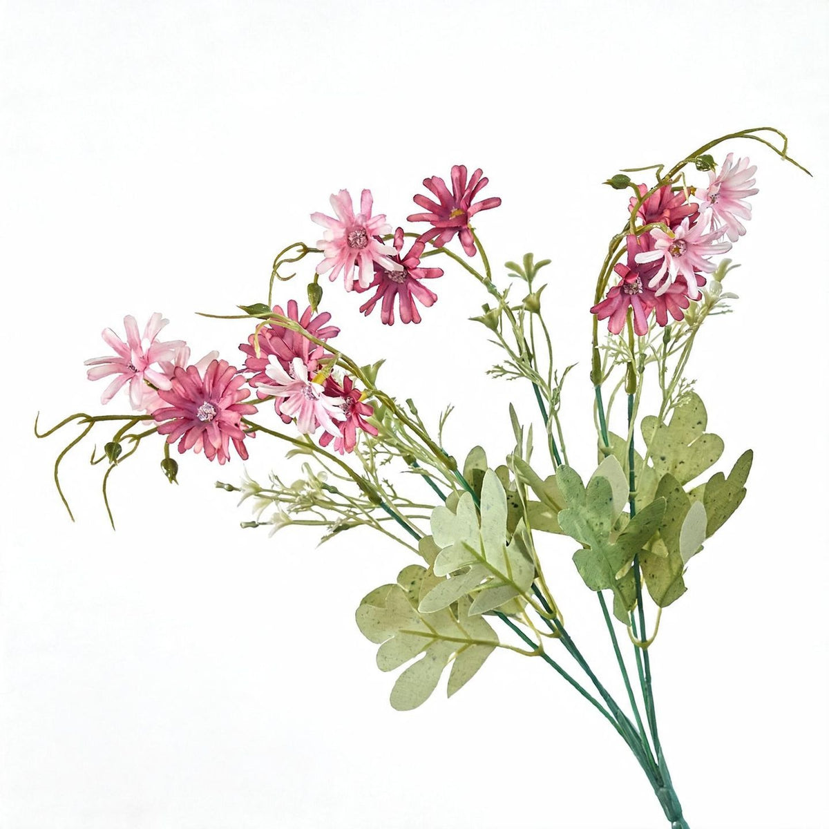 Artificial Dutch Daisy Bush, 15" Tall, Realistic Faux Flowers for Home Decor, Bouquets, and Event Styling
