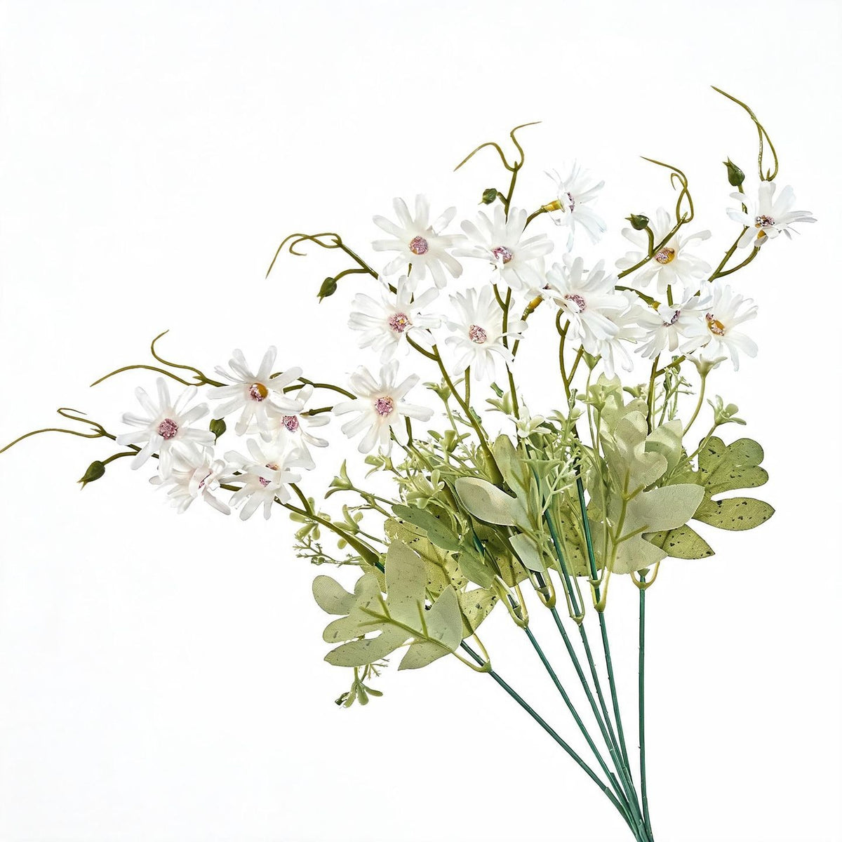 Artificial Dutch Daisy Bush, 15" Tall, Realistic Faux Flowers for Home Decor, Bouquets, and Event Styling