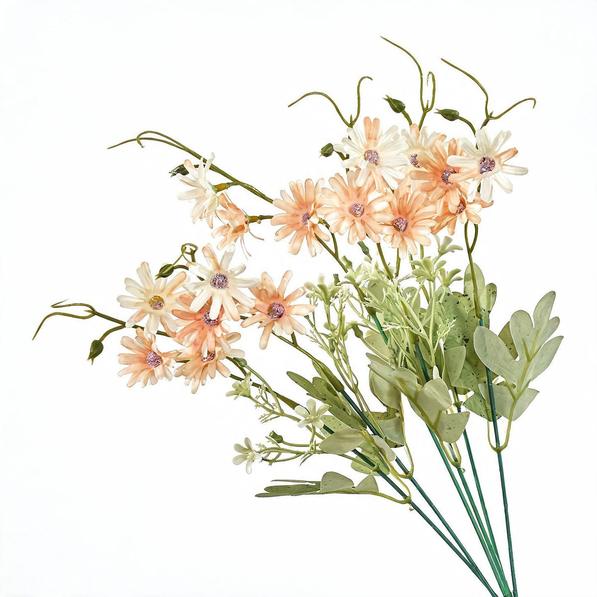 Artificial Dutch Daisy Bush, 15" Tall, Realistic Faux Flowers for Home Decor, Bouquets, and Event Styling