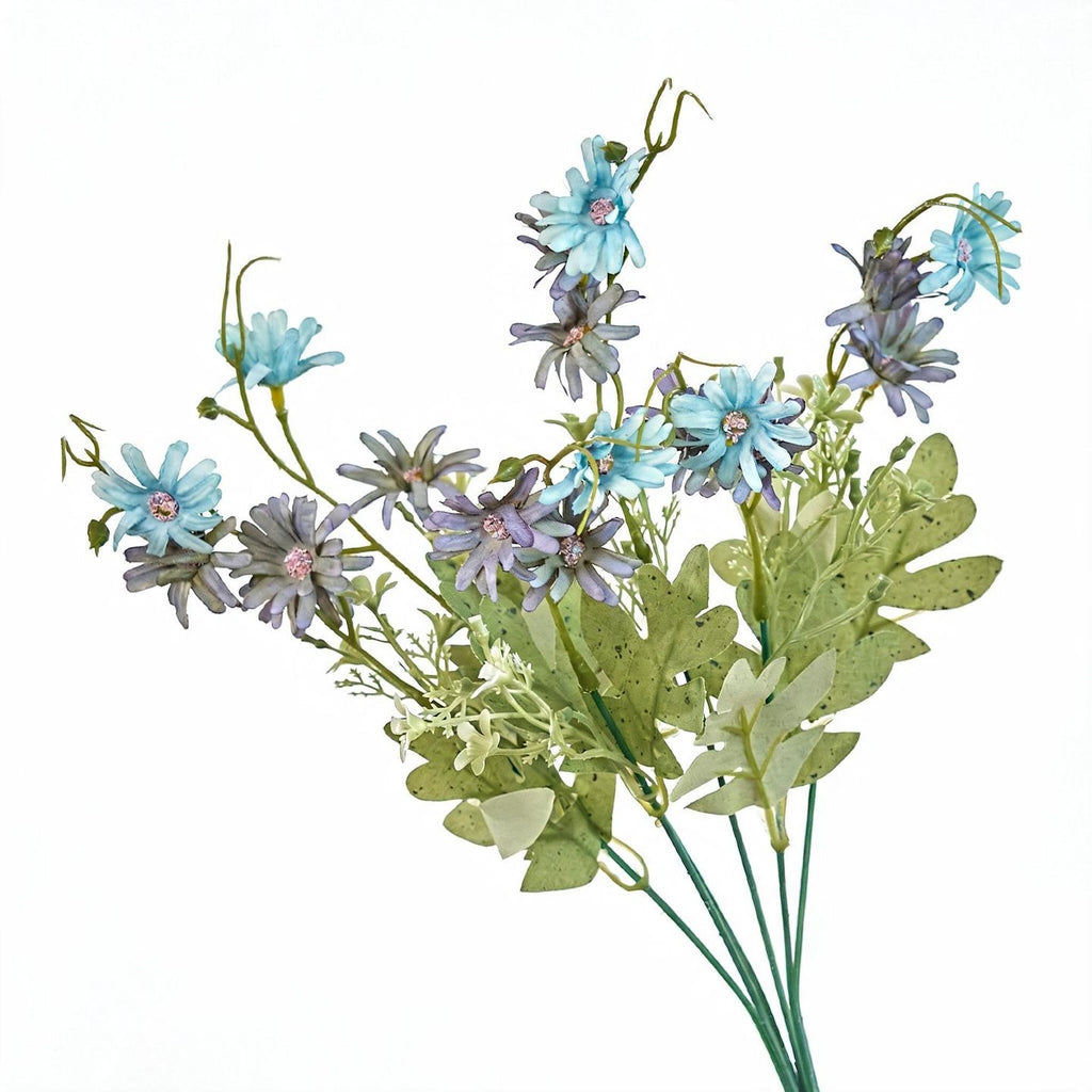 Artificial Dutch Daisy Bush, 15" Tall, Realistic Faux Flowers for Home Decor, Bouquets, and Event Styling
