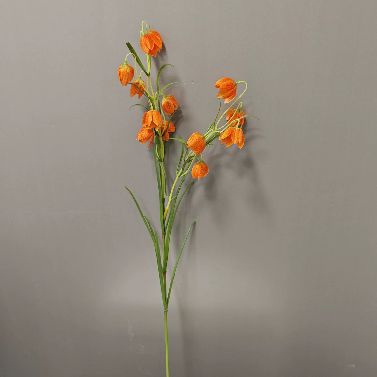 Artificial Fritillary Flower Stem, Single Stem with 12 Blooms, White & Green, 35", Silk Material, Perfect for Home, Hotel, Wedding & Window Displays