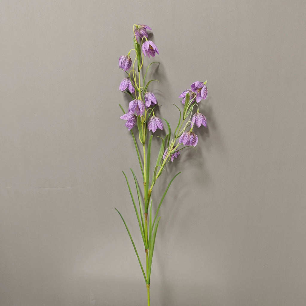 Artificial Fritillary Flower Stem, Single Stem with 12 Blooms, White & Green, 35", Silk Material, Perfect for Home, Hotel, Wedding & Window Displays