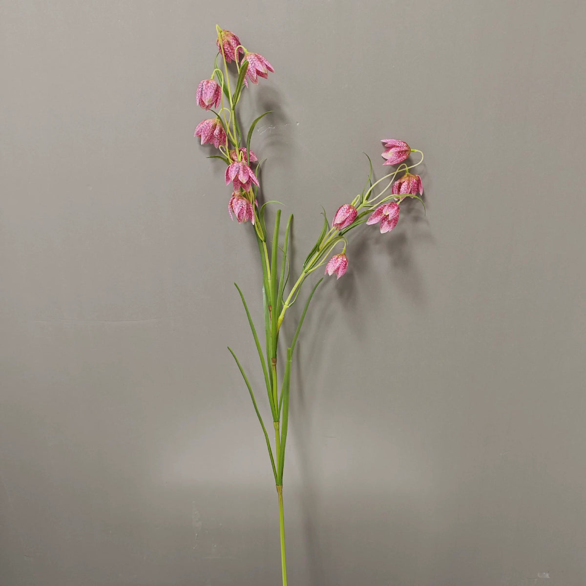 Artificial Fritillary Flower Stem, Single Stem with 12 Blooms, White & Green, 35", Silk Material, Perfect for Home, Hotel, Wedding & Window Displays