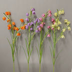 Artificial Fritillary Flower Stem, Single Stem with 12 Blooms, White & Green, 35", Silk Material, Perfect for Home, Hotel, Wedding & Window Displays