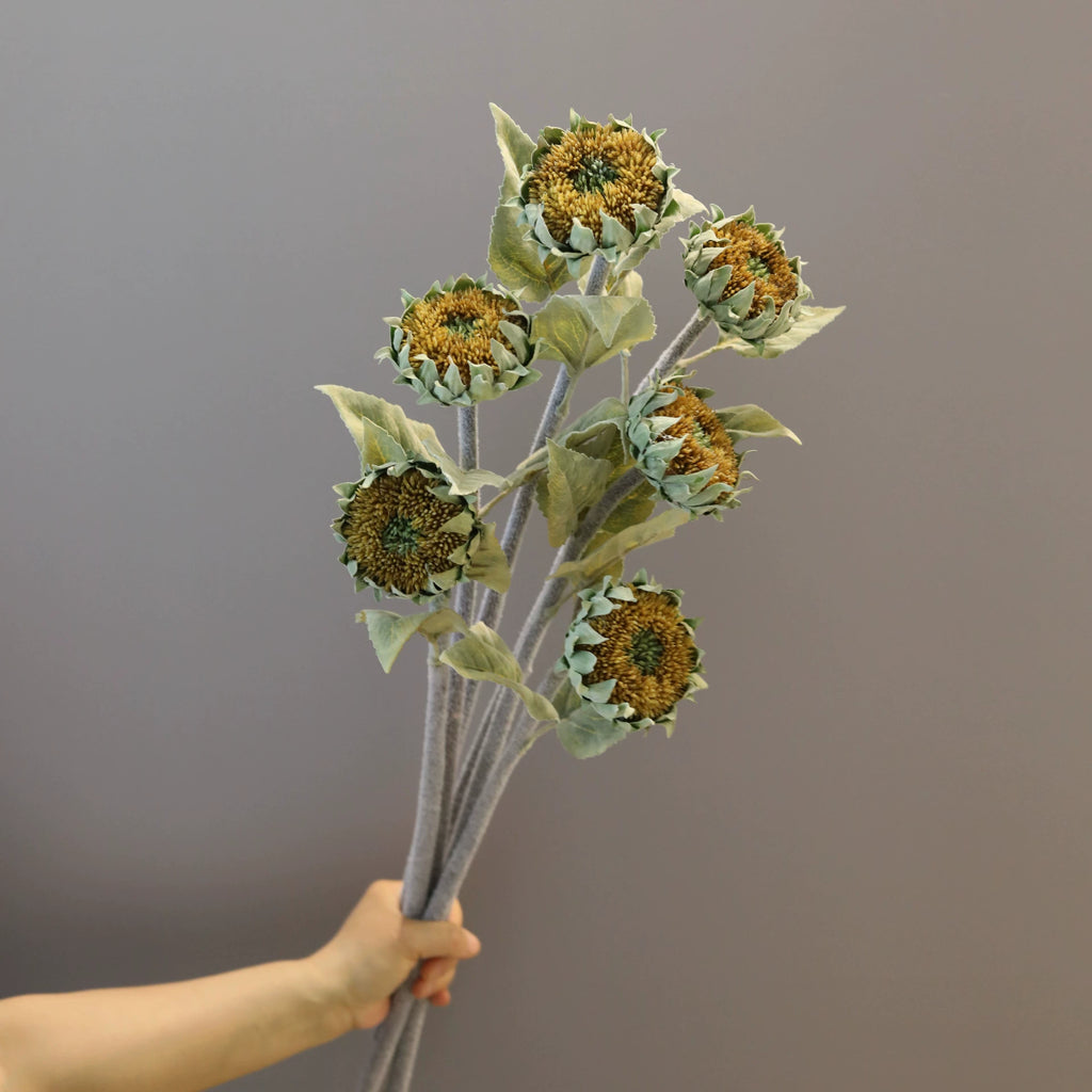 Premium Artificial Sunflower Stem, 24" Tall, Single Bloom, Yellow & Black-Brown, Light Luxury Style, Indoor Decor, Weddings & Commercial Spaces
