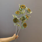 Premium Artificial Sunflower Stem, 24" Tall, Single Bloom, Yellow & Black-Brown, Light Luxury Style, Indoor Decor, Weddings & Commercial Spaces