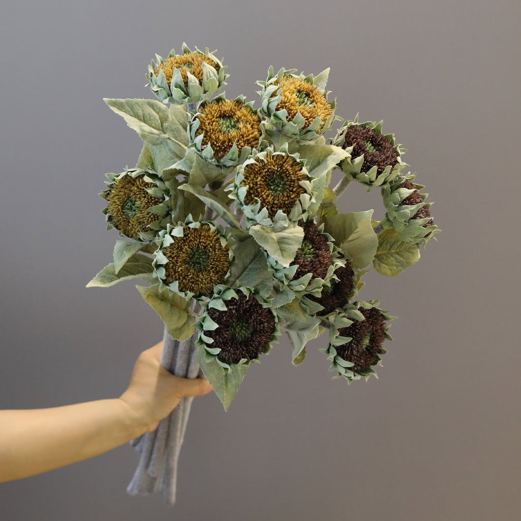 Premium Artificial Sunflower Stem, 24" Tall, Single Bloom, Yellow & Black-Brown, Light Luxury Style, Indoor Decor, Weddings & Commercial Spaces