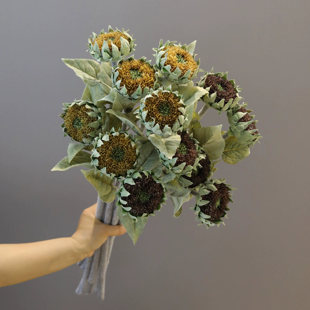 Premium Artificial Sunflower Stem, 24" Tall, Single Bloom, Yellow & Black-Brown, Light Luxury Style, Indoor Decor, Weddings & Commercial Spaces